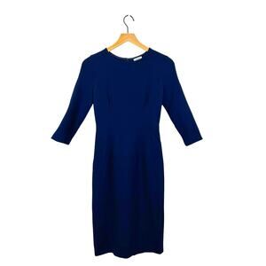 PAROSH Long Sleeve‎ Dress Crepe Back Zip Slit Navy Blue Women’s Size XS